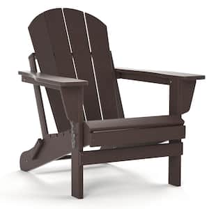 Brown HDPE Outdoor Folding Adirondack Chair, All-Weather Proof