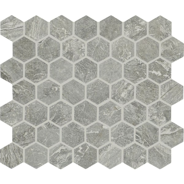 Perpetuo Eternal Grey 2-1/2 in. x 3 in. Glazed Ceramic Mosaic Tile Sample