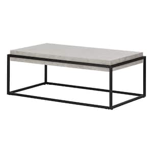 Mezzy 44 in. Concrete Gray/Black Large Rectangle Wood Coffee Table