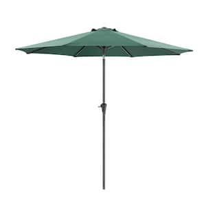 9 ft Outdoor Market Patio Umbrella with Manual Tilt, Easy Crank Lift in Dark Green