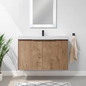 29-1/2 in. W x 18-1/8 in. D x 19-5/16 in. H Bath Vanity in Imitative Oak with White Resin Basin