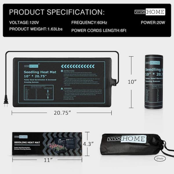 VIVOSUN 20 in. x 20.75 in. Seedling Heat Mat and Digital Thermostat Combo  Set X002EB7JH1 - The Home Depot