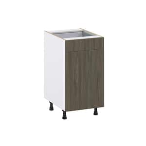 18 in. W x 34.5 in. H x 24 in. D Medora Textured Slab Walnut Assembled 2 Waste Bins Pullout and 1-Drawer Kitchen Cabinet