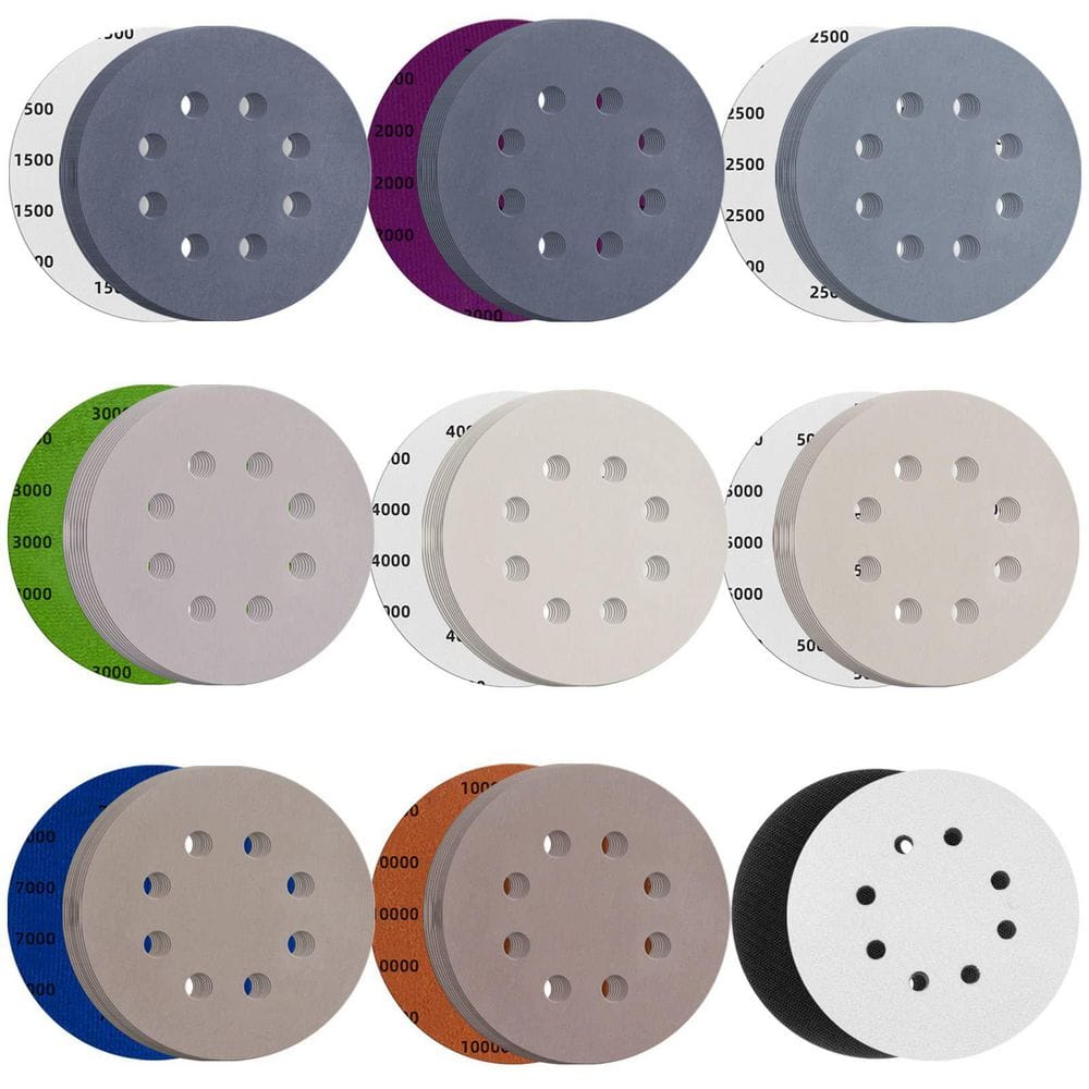 5 Inch 8 Hole Sanding Discs with Interface Pad Wet Dry Sandpaper, 1500/2000/2500/3000/4000/5000/7000/10000 Grits, 80pcs price history on PriceWatchPro