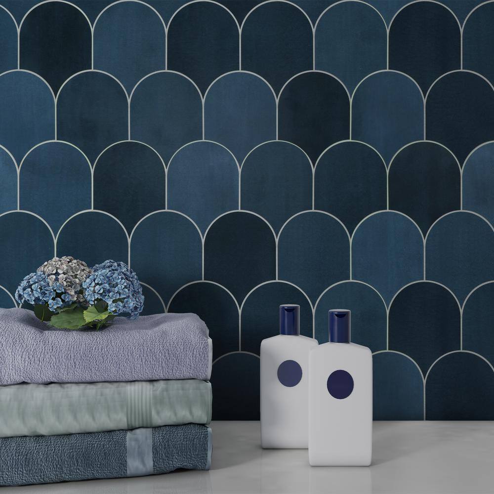 Blue Fish Scale Peel and Stick Mosaic Tile Sheets