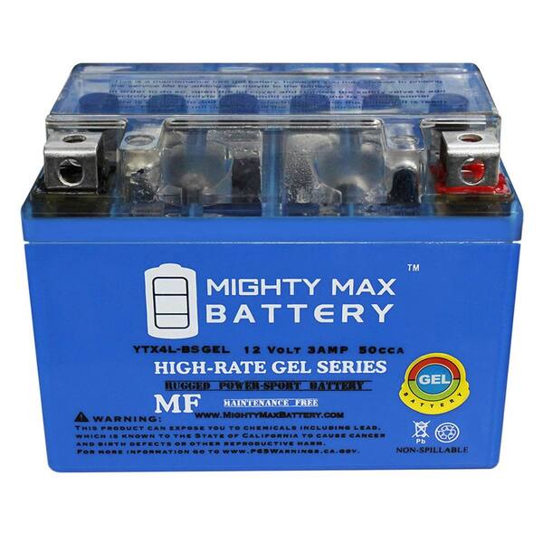 thumbnail image 2 of Mighty Max YTX4L-BS GEL Battery - 12V 3AH Replacement For Honda CB500X, CB650F 2 of 11
