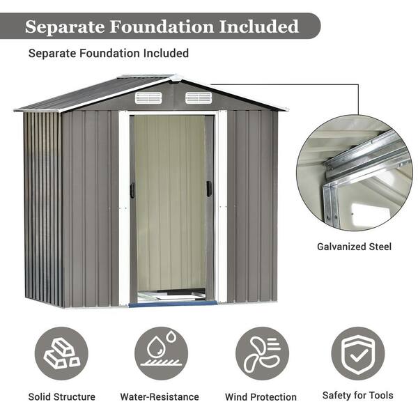 6' x 4' Outdoor Metal Storage Shed, Outdoor Storage Clearance Lockable Door, Tool Shed iYofe