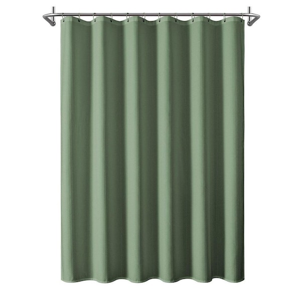 1 Pack 120GSM Waffle Weave 71 in. W x 79 in. L Shower Curtain Liner for Bathroom, Green, Shower Curtain Liner