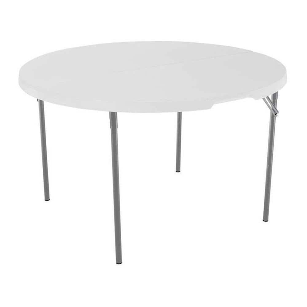 Lifetime Round Plastic Table 280064 48-inch White With Fold-in-Half Top and Fold 