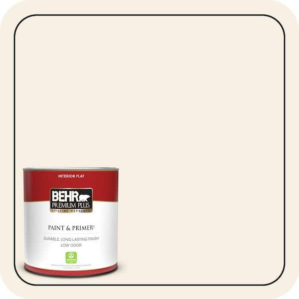 BEHR PREMIUM PLUS 1 qt. #ICC-20 Elegant White Flat Low Odor Interior Paint & Primer