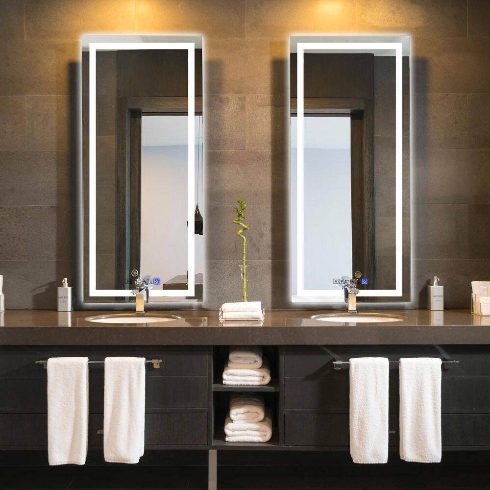 18" x 40" Frameless LED Lighted Anti-Fog Wall Mirror