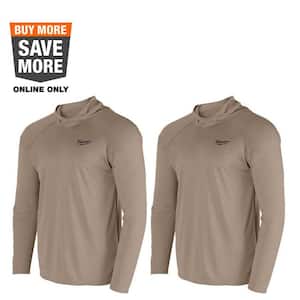 Men's 2X-Large Sandstone WORKSKIN Hooded Sun Shirt (2-Pack)