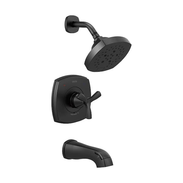 Delta Stryke 1-Handle Wall Mount 5-Spray Tub and Shower Faucet Trim Kit in Matte Black (Valve Not Included)