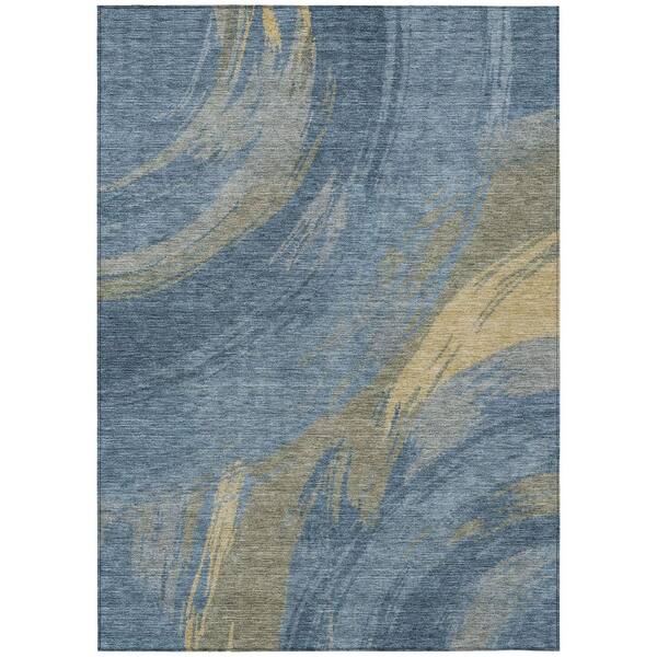 Chantille Machine Washable Indoor/Outdoor Abstract ACN2957 Denim 10 ft. x 14 ft. Area Rug