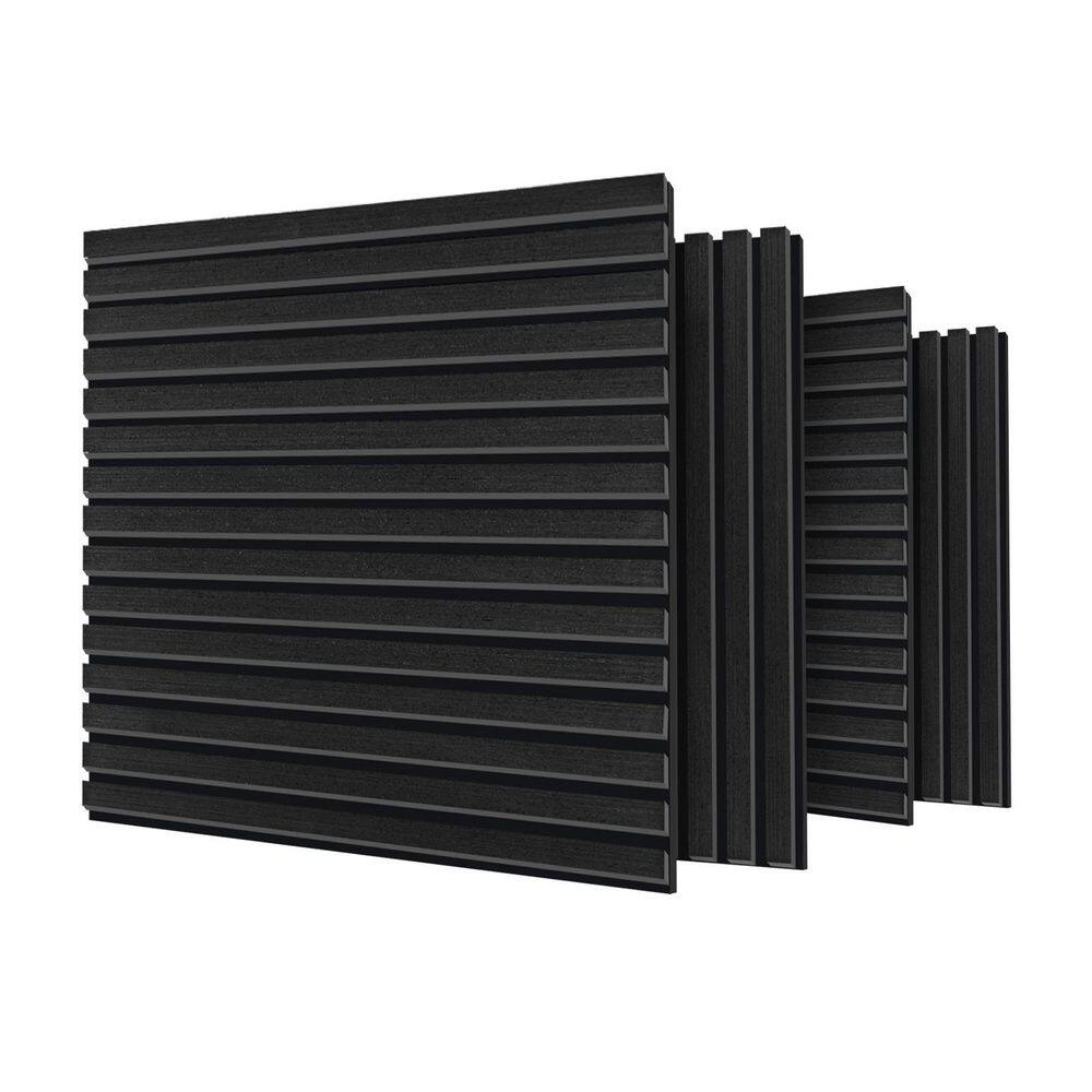 23.62 in. x 23.62 in. 3D Black Wood Slat Acoustic Panels Sound Absorbing Wall for Noise Reduction in Office(4 Pack) price history on PriceWatchPro