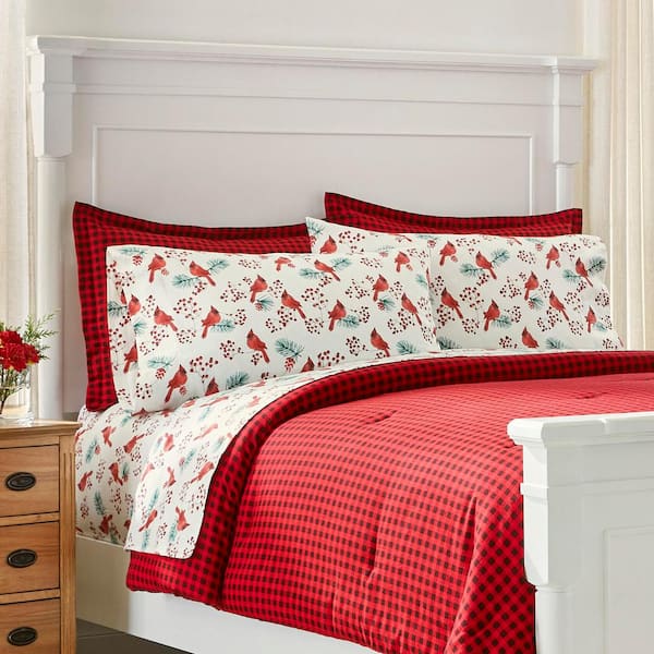 Home Decorators Collection 3-Piece Red Buffalo Check Plaid Flannel King Comforter Set