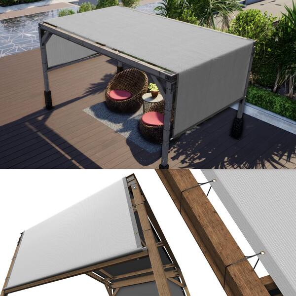 COLOURTREE 10 ft. x 16 ft. Grey Fabric Sun Shade Cloth w/Grommets 95 Shade Pergola Cover Canopy