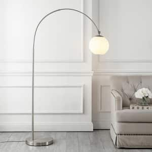 Nora 71 in. Nickel/White Coastal Vintage Iron LED Floor Lamp