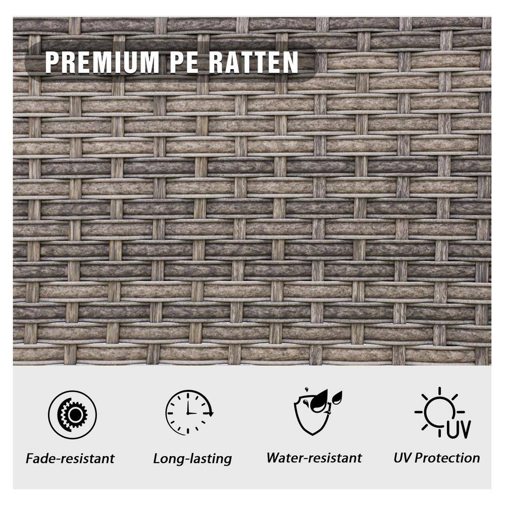 Beige Wicker Armless Outdoor Chairs with Cushions, 2-Piece Set
