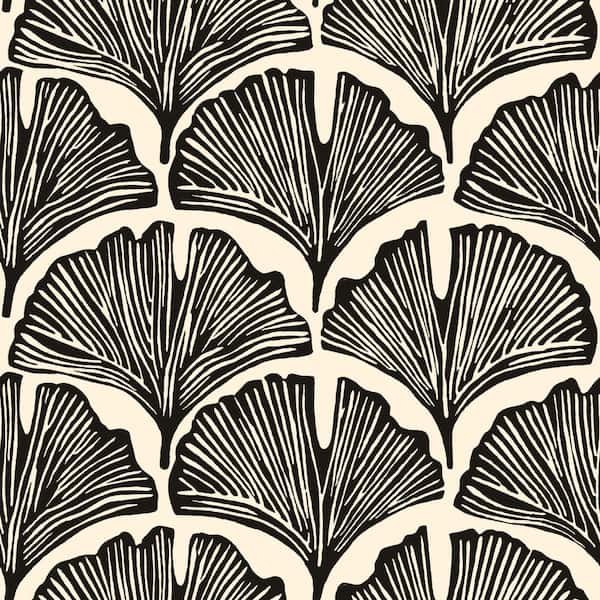 Tempaper Novogratz Feather Palm Zebra Black Peel and Stick Wallpaper Sample