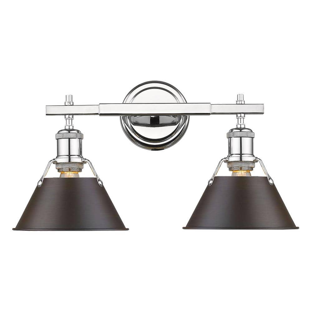 Orwell 2-Light Chrome with Rubbed Bronze Shade Bath Vanity Light price history on PriceWatchPro