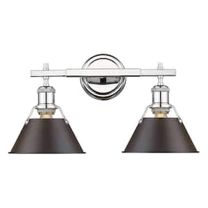 Orwell 2-Light Chrome with Rubbed Bronze Shade Bath Vanity Light