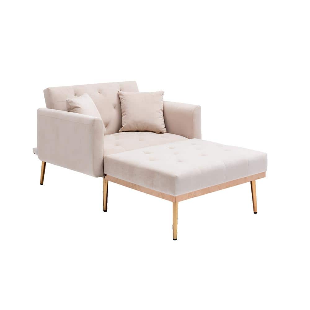 Modern Fashion Beige Velvet Adjustable Chaise Longue/Accent Chair