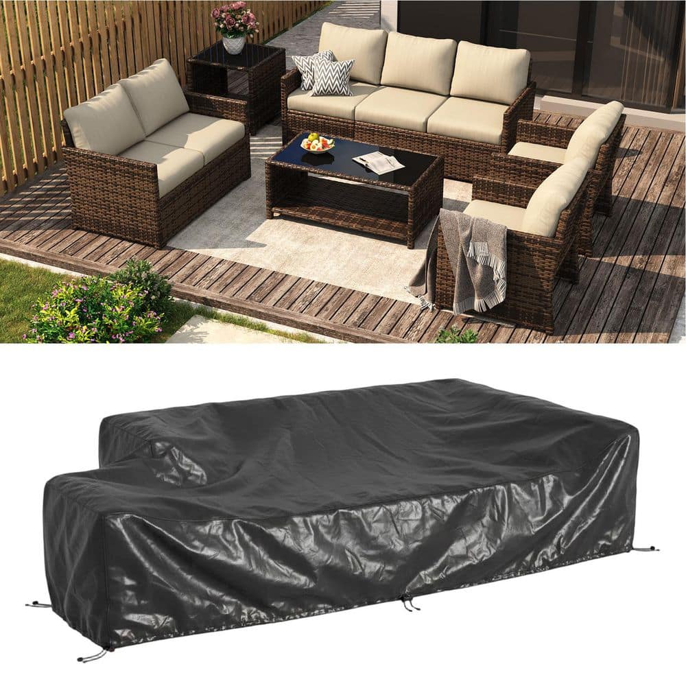 7 PCS Outdoor Wicker Conversation Set Patio Furniture Set with Cover and Two Tables, Beige Cushions price history on PriceWatchPro