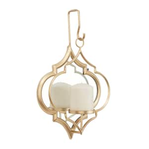 16 in. Gold Metal Geometric Wall Hanging Pillar Wall Sconce