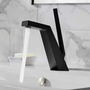 Single Handle Single Hole Bathroom Faucet in Matte Black