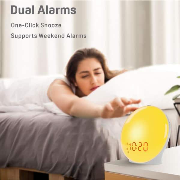 Ahfiwaso Wake Up Light Sunrise Alarm Clock for Kids and Heavy 