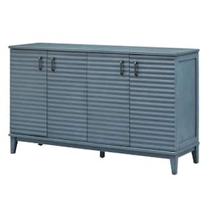 60 in. Antique Hallway Sideboard Large Storage Buffet Console Cabinet with Adjustable Shelves and Metal Handles, Blue