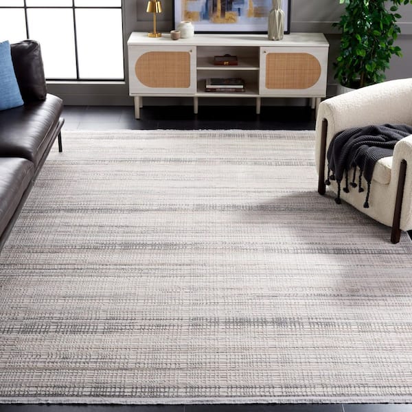 Whisper 7 ft. x 7 ft. Ivory/Gray Distressed Crosstitch Square Area Rug