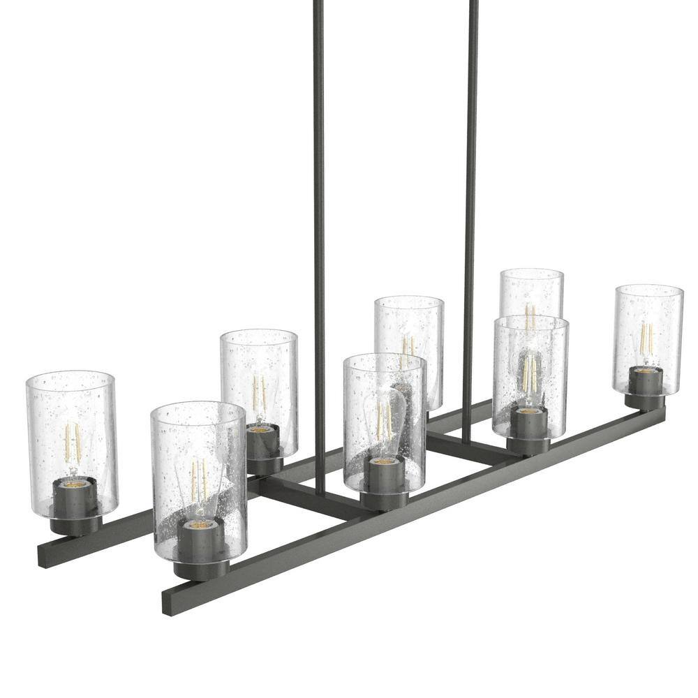 Noble Bronze 40" Linear Chandelier with Seeded Glass