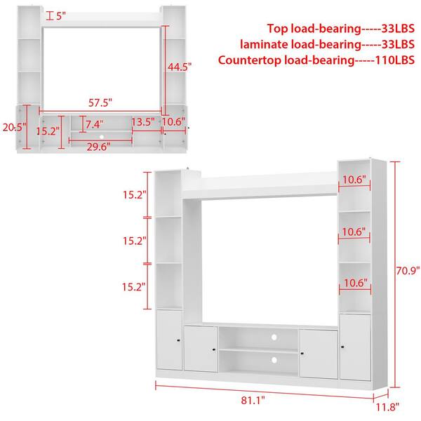 FUFU&GAGA White Wood Entertainment Centers TV Stand Fits FUFU&GAGA White Wood Entertainment Centers TV Stand Fits