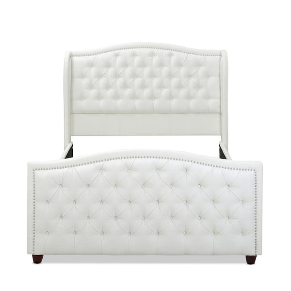 Jennifer Taylor Home Marcella Tufted Wingback Queen Bed Antique White