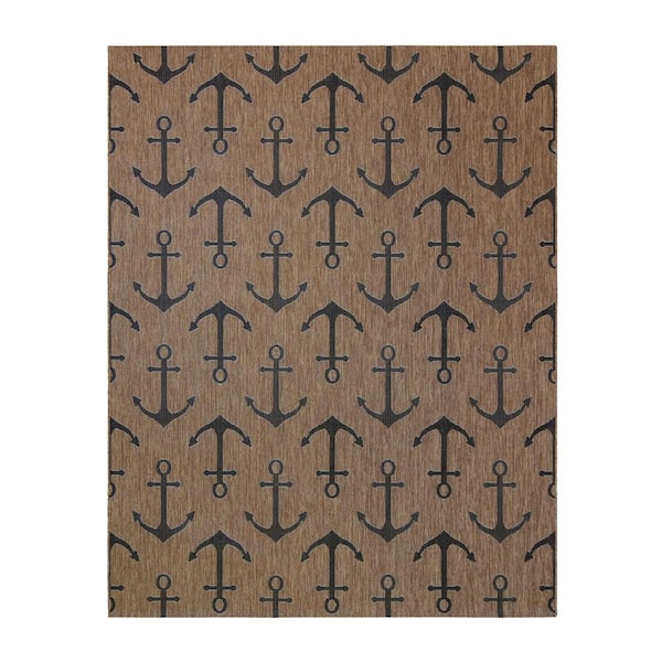 Paseo Maritime Anchors Havana/Black 9 ft. x 13 ft. Indoor/Outdoor Area Rug