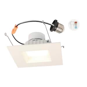 5-6 in. Square Adjustable CCT Housing Required Remodel IC Rated Dimmable Integrated LED Recessed Light Kit with Trim
