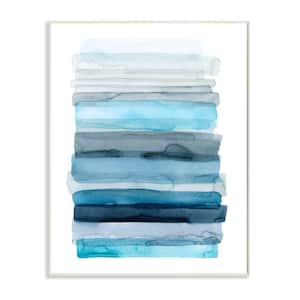 "Water Inspired Blue Grey Ombre Abstract Lines" by Grace Popp Unframed Abstract Wood Wall Art Print 13 in. x 19 in.