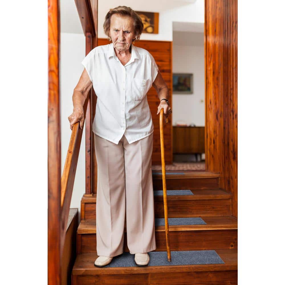 Gray Non-Slip Rubberback Ribbed Stair Treads Set of 7