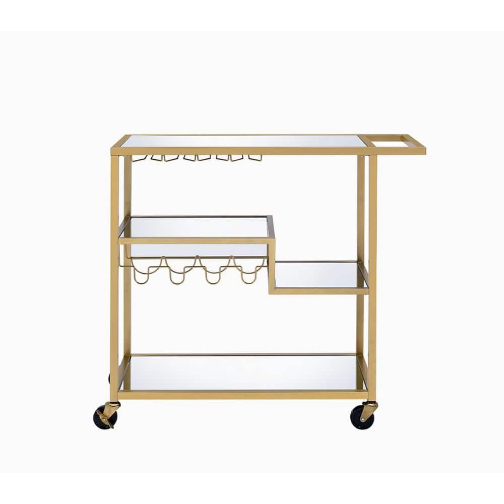 Adamsen Gold and Clear Glass Serving Cart