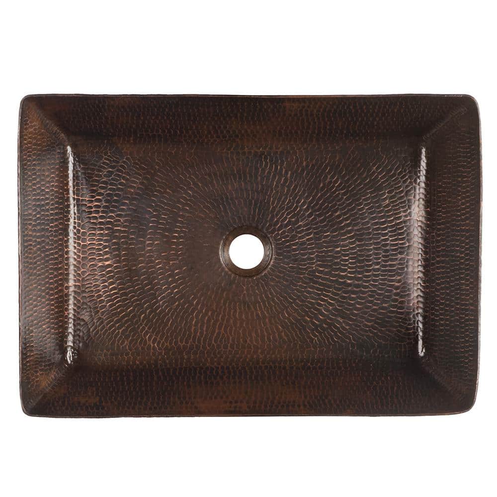 20" Hand Hammered Copper Rectangular Vessel Sink