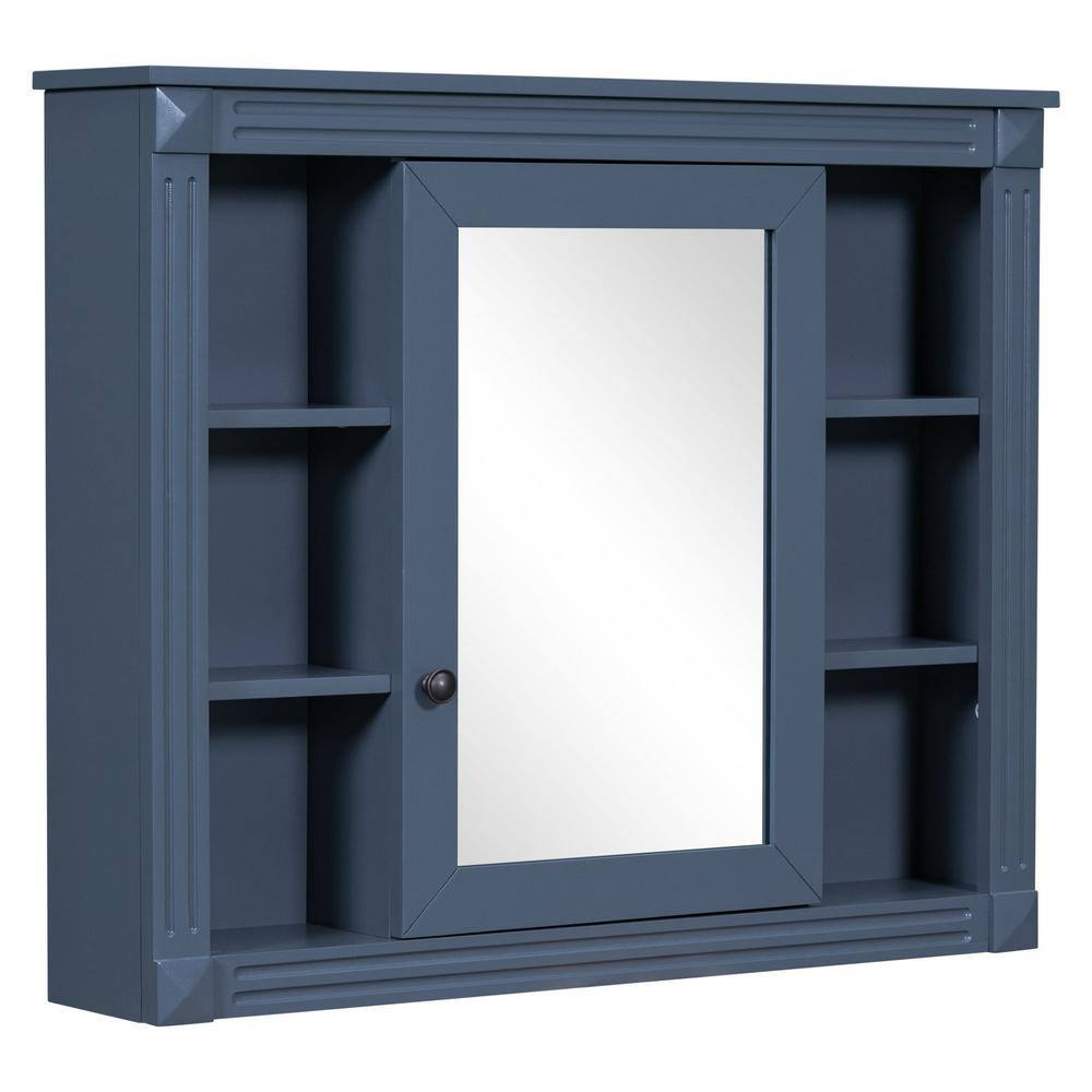 35 in. W x 7.1 in. D x 28.7 in. H Bathroom Storage Wall Cabinet in Blue wit