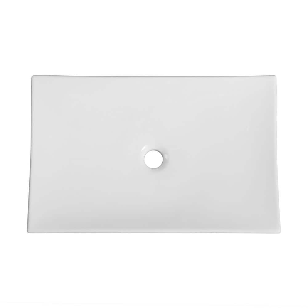 Annecy White Ceramic Rectangle Vessel Bathroom Sink