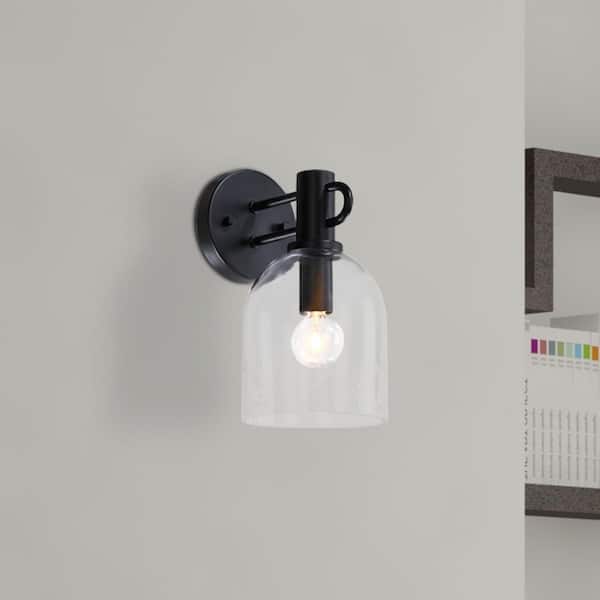 Designers Fountain Astra 5.5 in. 1-Light Matte Black Indoor Wall Sconce Light for Bathrooms