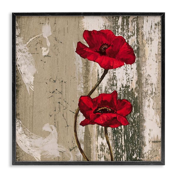 Stupell Industries Red Anemones Duo by Brian Foster Black Framed Nature Giclee Art Print 24 in. x 24 in.