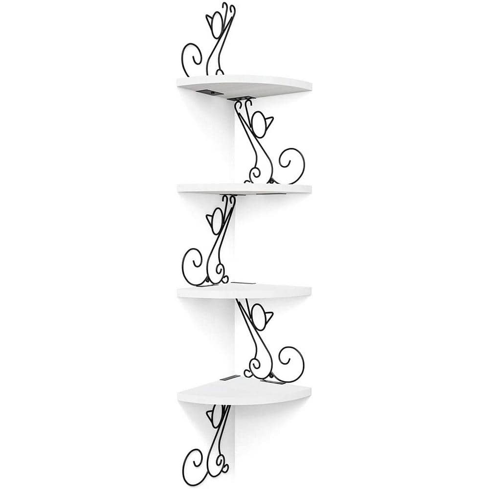 4-Tier Decorative Floating Corner Wall Shelves