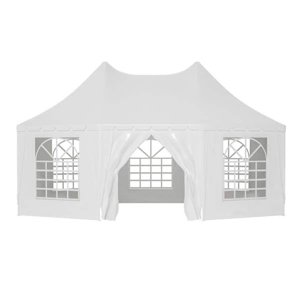 20 ft. x 15 ft. White Heavy Duty Party Event Tent Wedding Tent with 1 Doors and 7 Windows, for Party, Event, Picnic