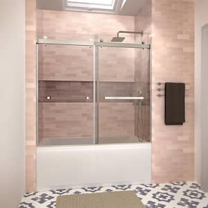 Sele 60 in. W x 58 in. H Sliding Bathtub Door, CrystalTech Treated 5/16 in. Tempered Clear Glass, Chrome Hardware