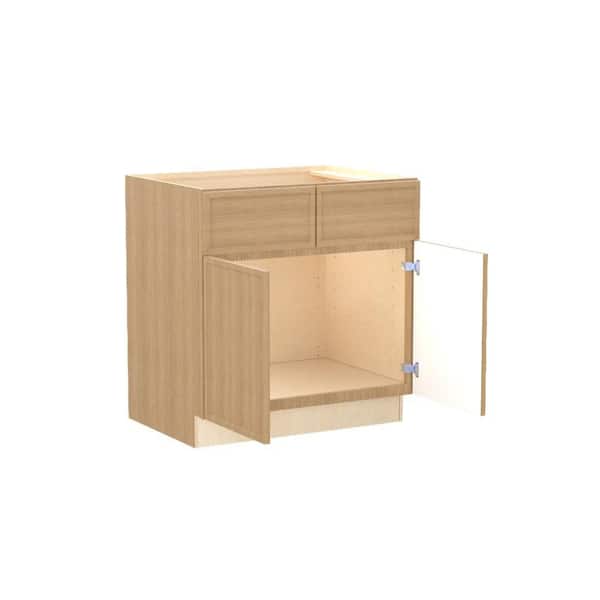 Home Decorators Collection Franklin 33 in. W x 24 in. D x 34.5 in. H Assembled Plywood Sink Base Kitchen Cabinet in Vanguard Oak with Soft Close